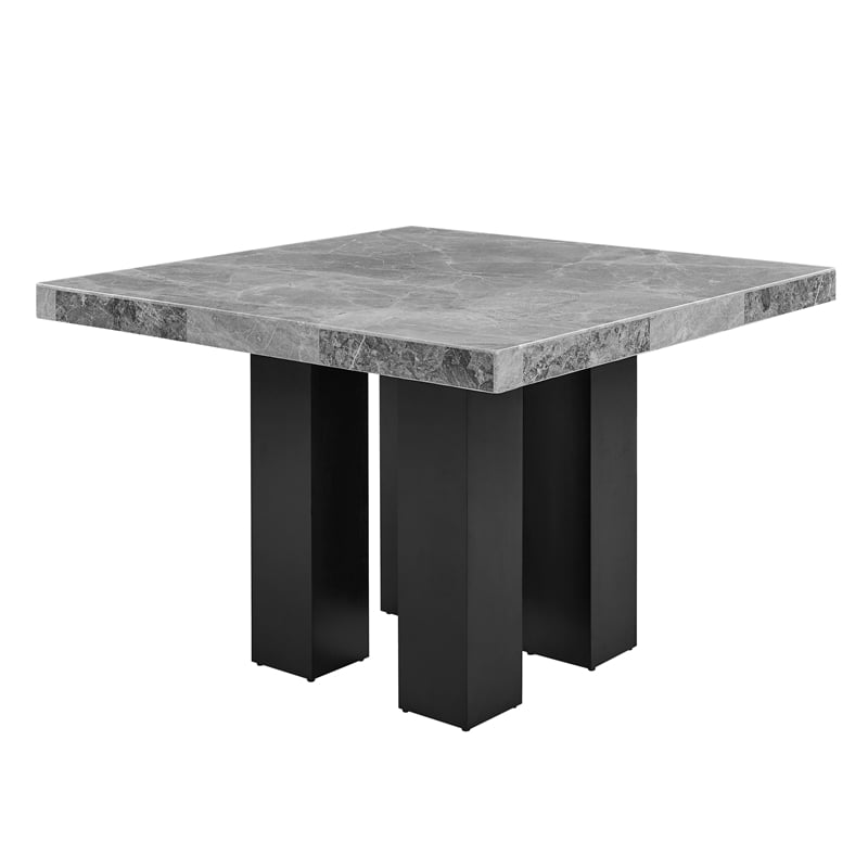 Pemberly Row Engineered Wood Contemporary Square Gray Marble Top Table