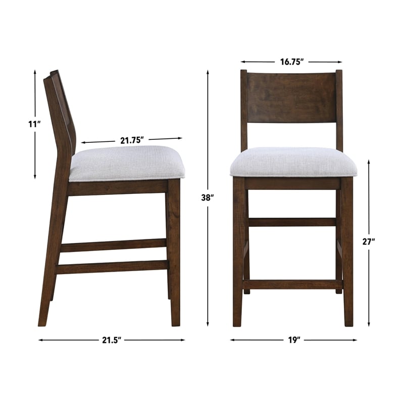 Pemberly Row Polyester Fabric Contemporary Counter Chair in Brown