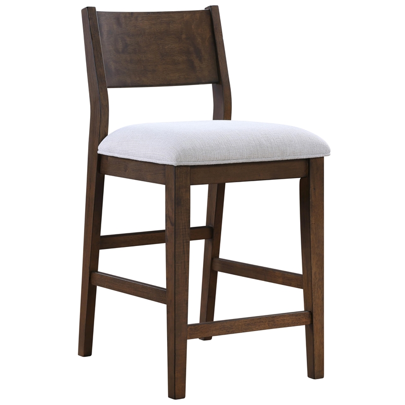 Pemberly Row Polyester Fabric Contemporary Counter Chair in Brown