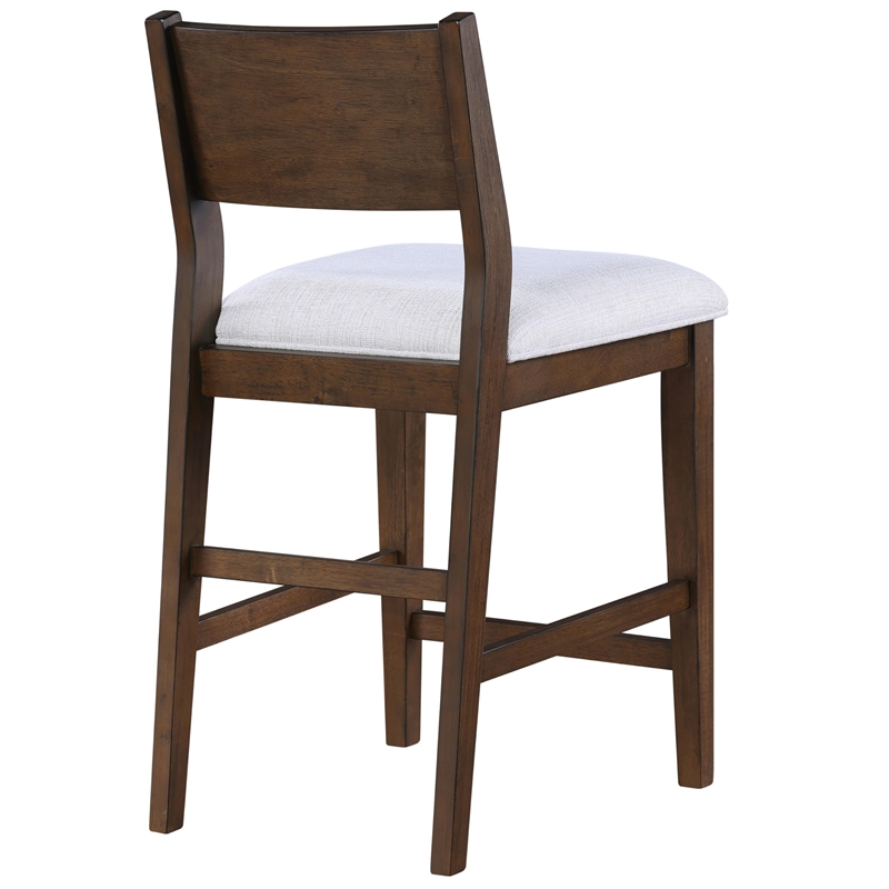 Pemberly Row Polyester Fabric Contemporary Counter Chair in Brown