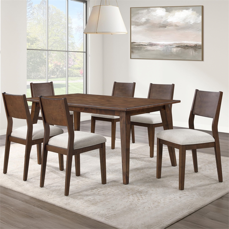 Pemberly Row Contemporary Cushioned Seat Side Chair in Brown