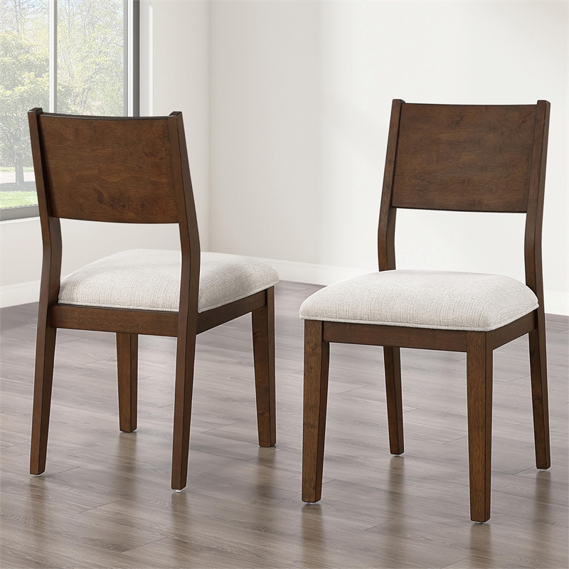 Pemberly Row Contemporary Cushioned Seat Side Chair in Brown