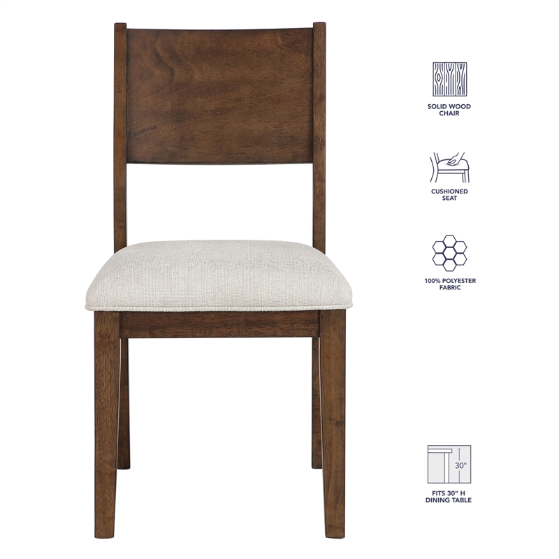 Pemberly Row Contemporary Cushioned Seat Side Chair in Brown