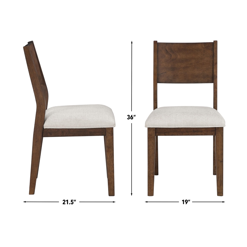 Pemberly Row Contemporary Cushioned Seat Side Chair in Brown