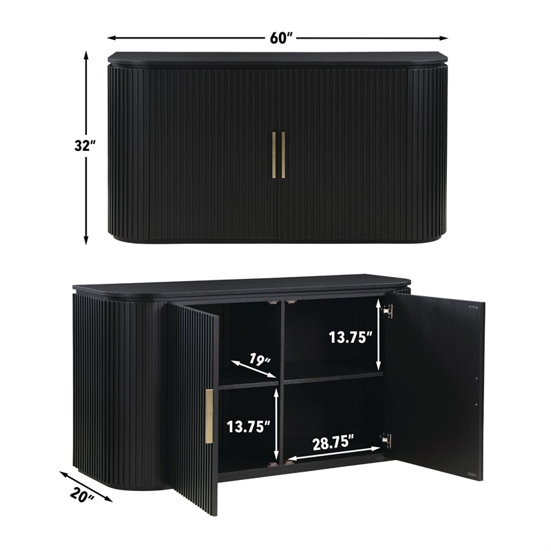 Pemberly Row Engineered Wood Modern / Contemporary Server in Black