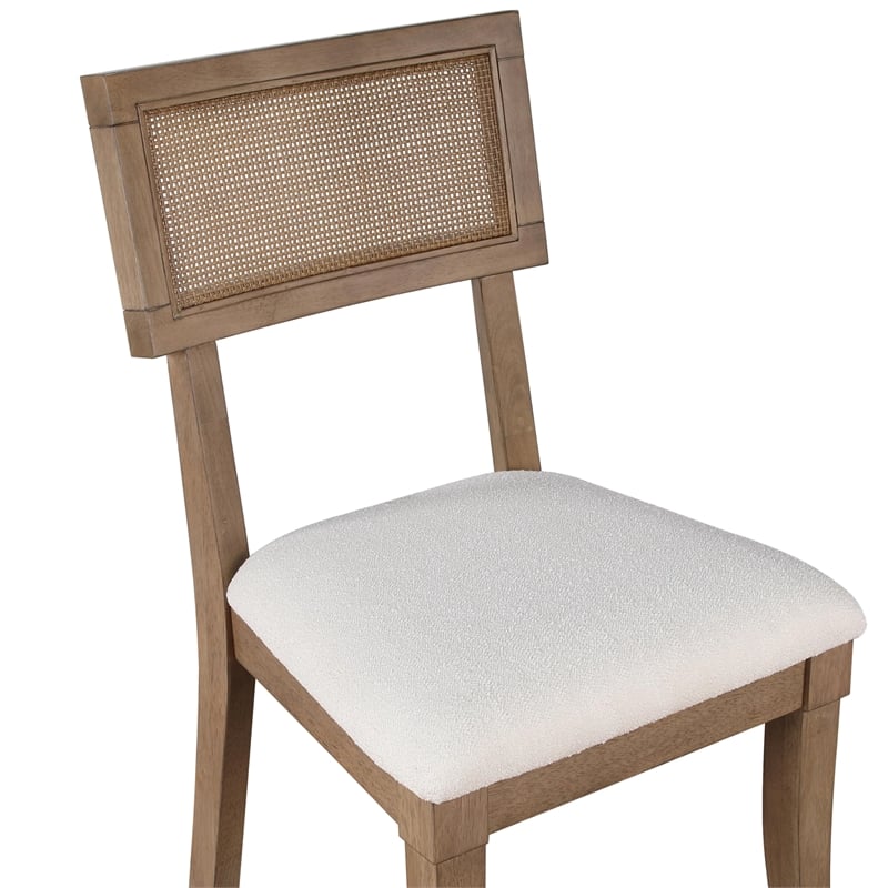 Pemberly Row Polyester Fabric Contemporary Cane Side Chair in Brown