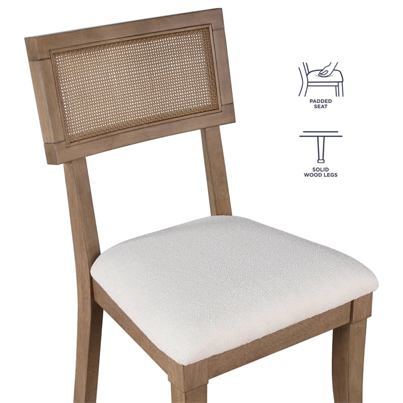 Pemberly Row Polyester Fabric Contemporary Cane Side Chair in Brown