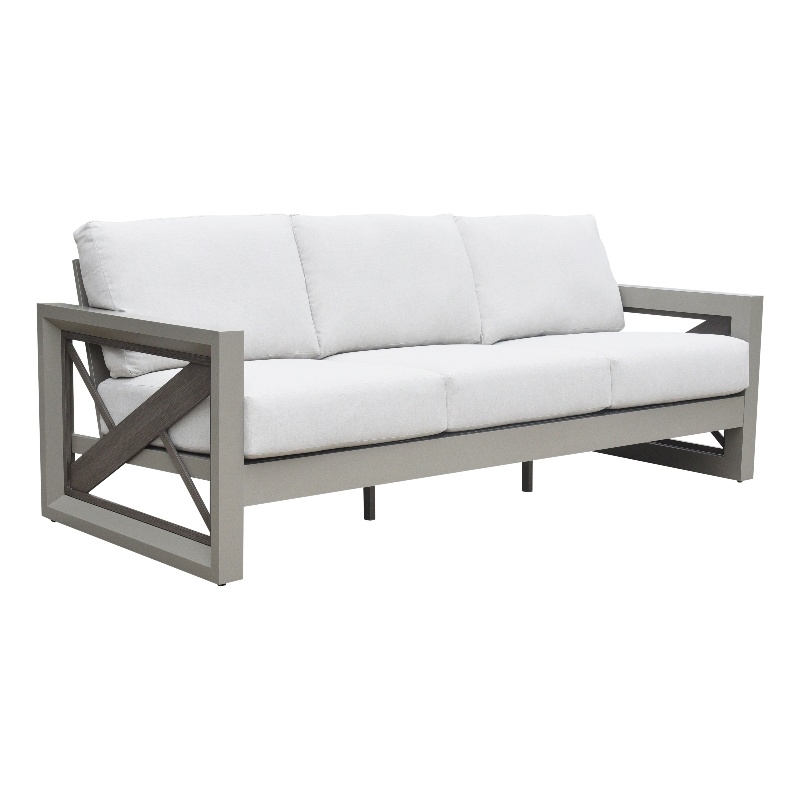Pemberly Row Modern / Contemporary Aluminum Frame Sofa in Gray