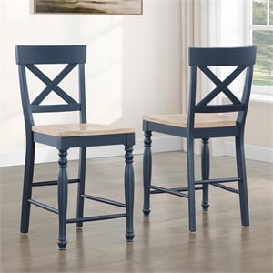 Pemberly Row Wooden Modern / Contemporary Blue Counter Chair