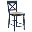 Pemberly Row Wooden Modern / Contemporary Blue Counter Chair