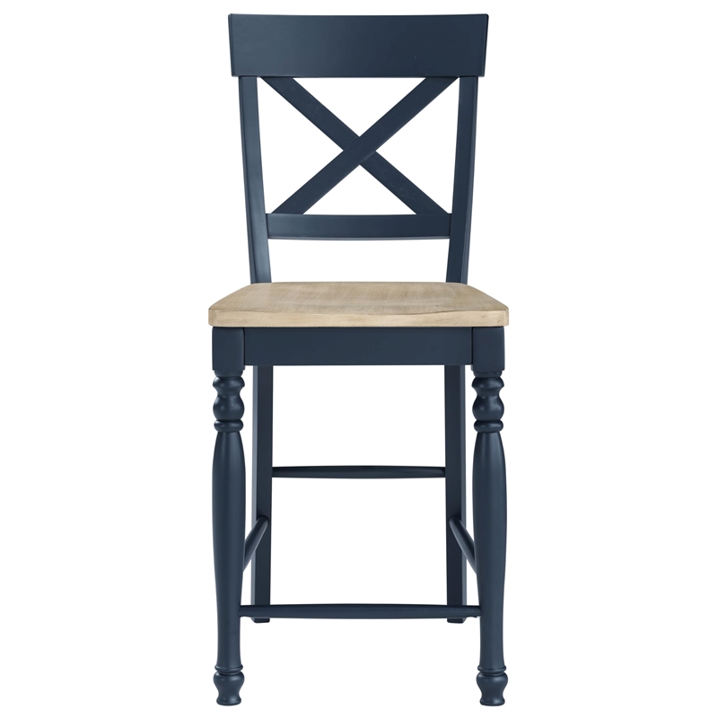 Pemberly Row Wooden Modern / Contemporary Blue Counter Chair