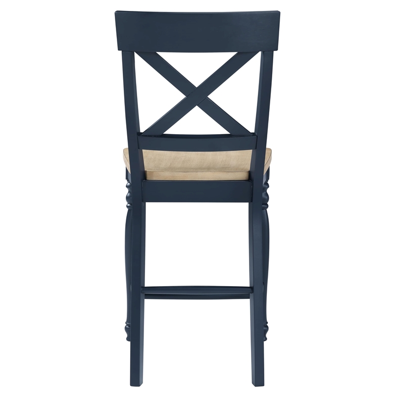 Pemberly Row Wooden Modern / Contemporary Blue Counter Chair