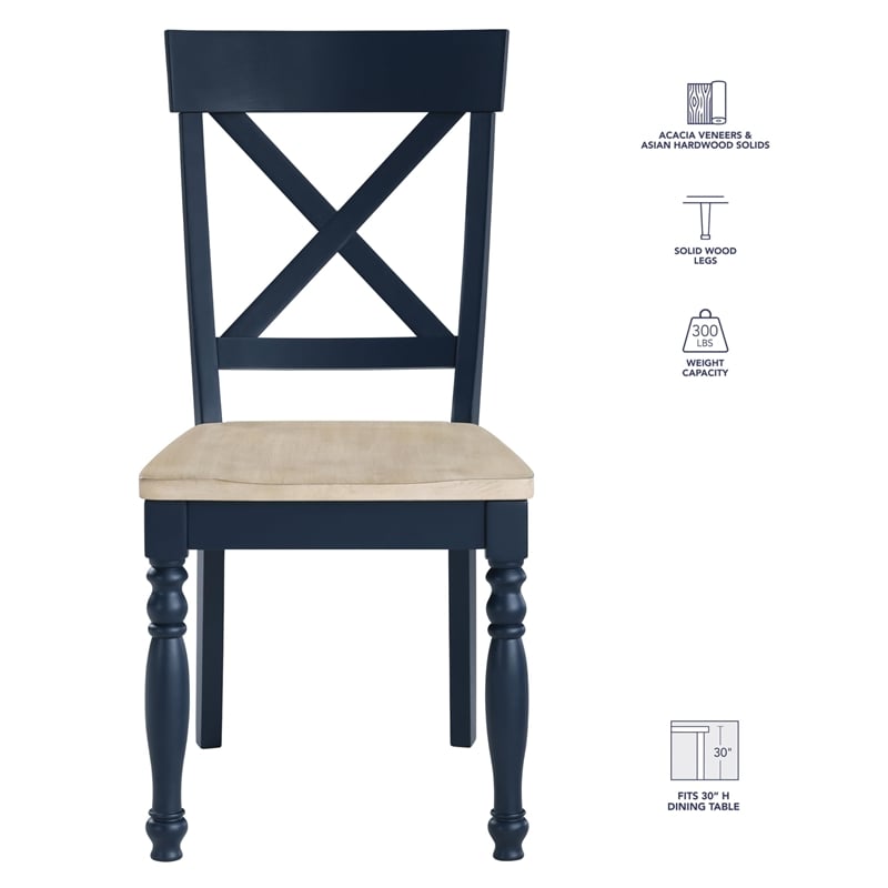 Pemberly Row Wood Modern / Contemporary Blue Finish Side Chair