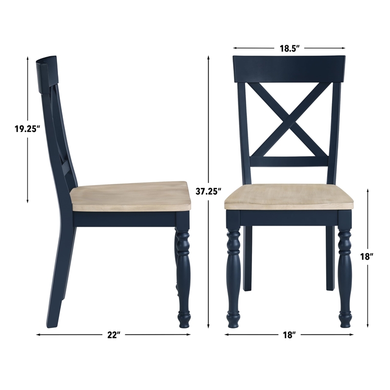Pemberly Row Wood Modern / Contemporary Blue Finish Side Chair