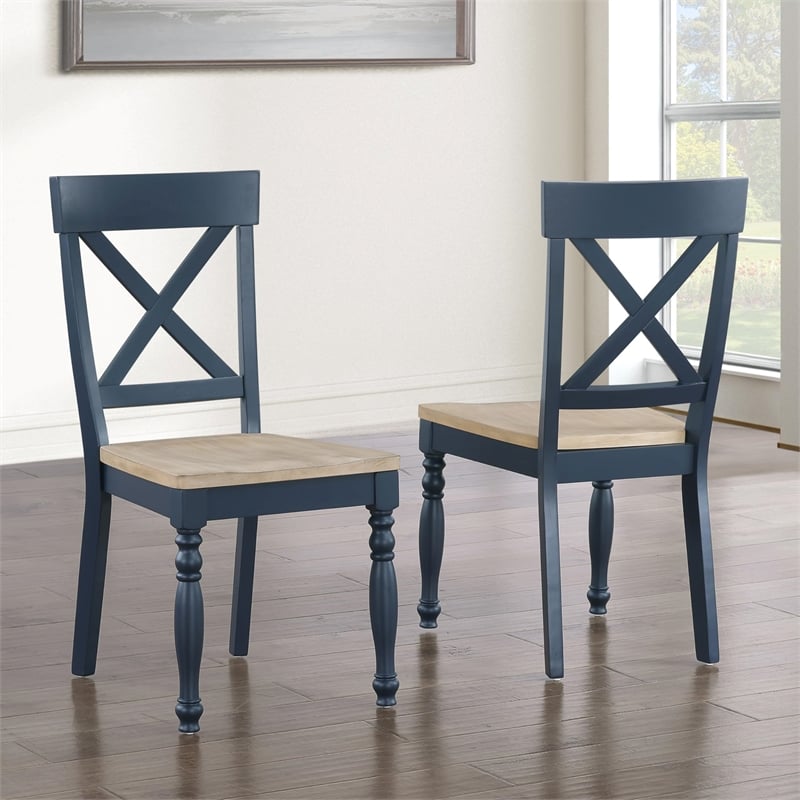 Pemberly Row Wood Modern / Contemporary Blue Finish Side Chair