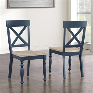Pemberly Row Wood Modern / Contemporary Blue Finish Side Chair