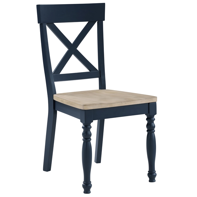 Pemberly Row Wood Modern / Contemporary Blue Finish Side Chair