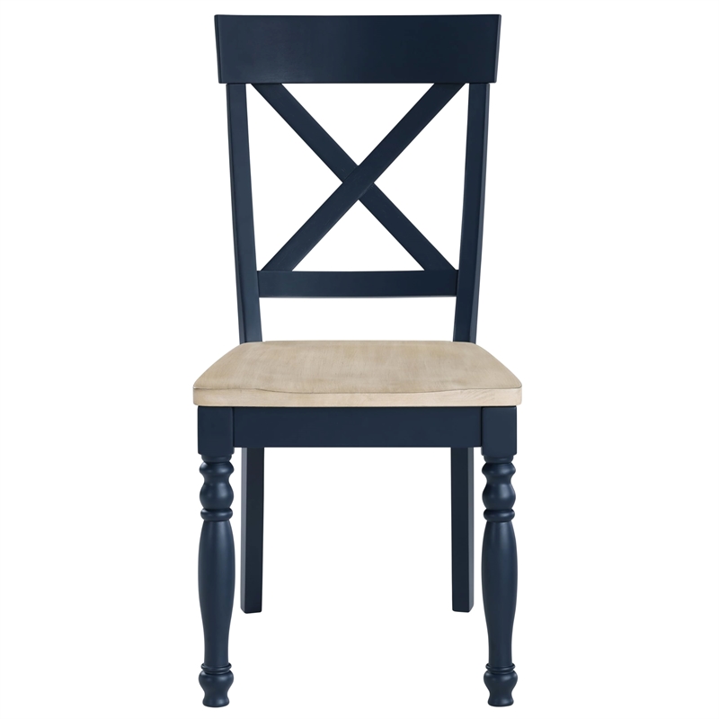 Pemberly Row Wood Modern / Contemporary Blue Finish Side Chair