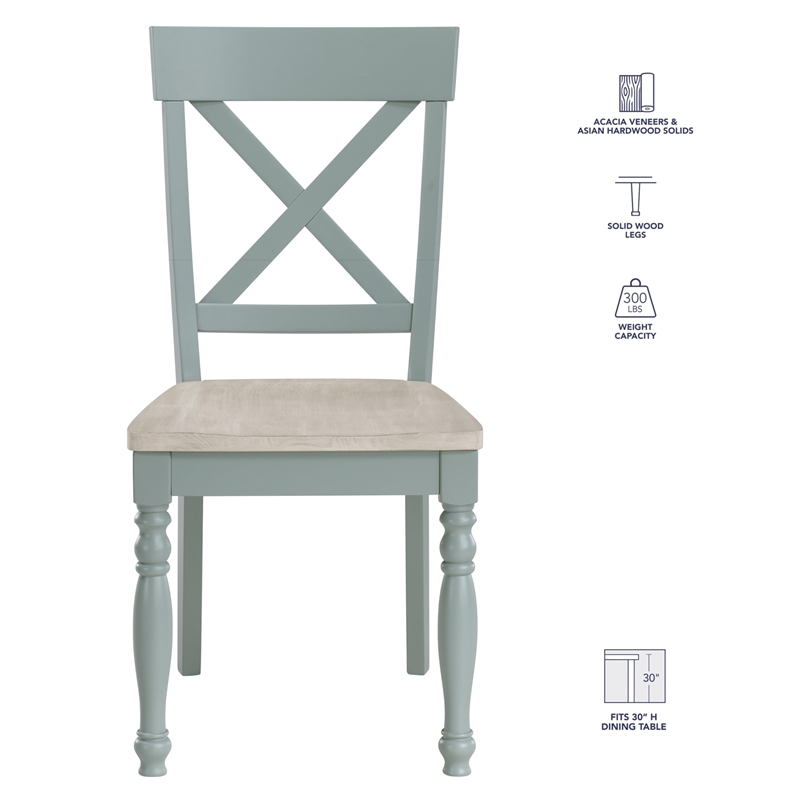 Pemberly Row Wood Modern / Contemporary Green Finish Side Chair