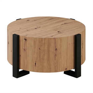 Pemberly Row Modern / Contemporary Faux Wood Cocktail Table in Tan