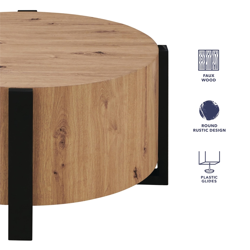 Pemberly Row Modern / Contemporary Faux Wood Cocktail Table in Tan