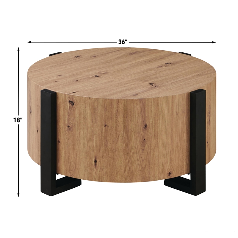 Pemberly Row Modern / Contemporary Faux Wood Cocktail Table in Tan