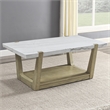 Pemberly Row Contemporary White Marble Cocktail Table with Casters
