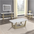 Pemberly Row Contemporary White Marble Cocktail Table with Casters
