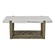 Pemberly Row Contemporary White Marble Cocktail Table with Casters