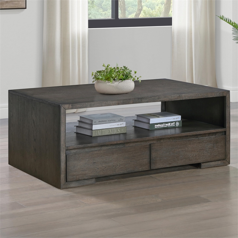 Pemberly Row Wood Modern / Contemporary Cocktail Table in Brown