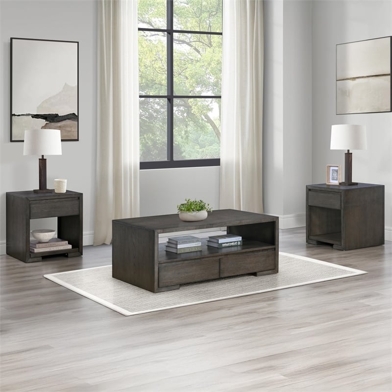 Pemberly Row Wood Modern / Contemporary Cocktail Table in Brown