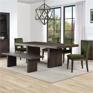 Pemberly Row Extendable Dining Table with 4 Green Side Chairs and Bench