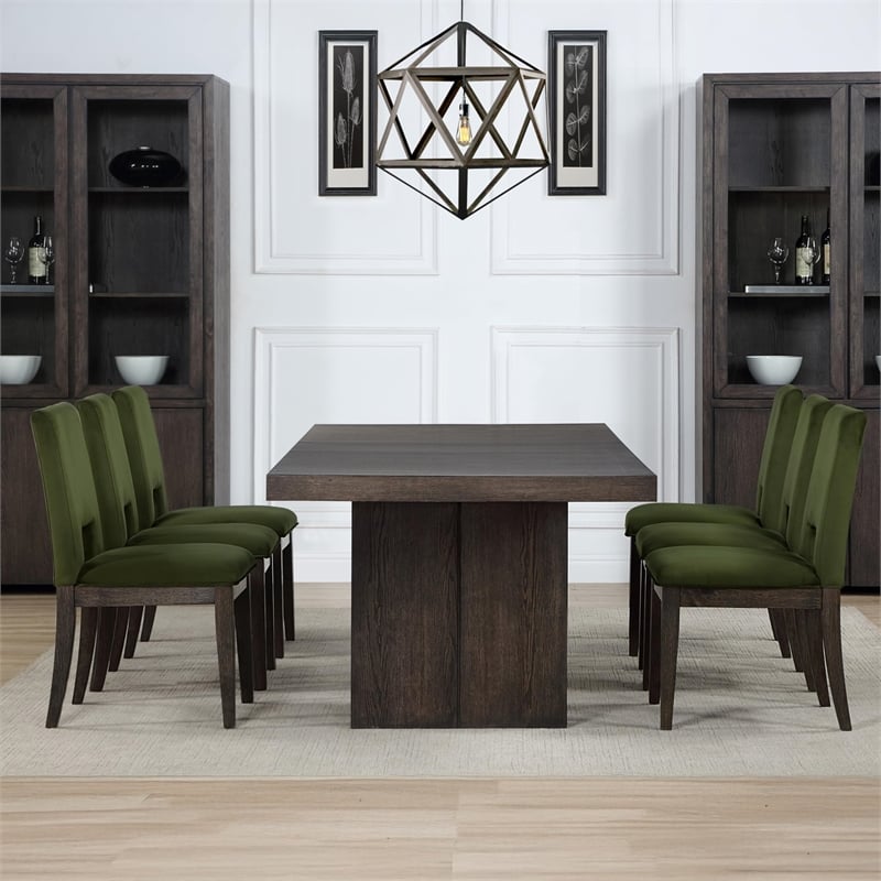 Pemberly Row Extendable Dining Table with 4 Emerald Side Chairs