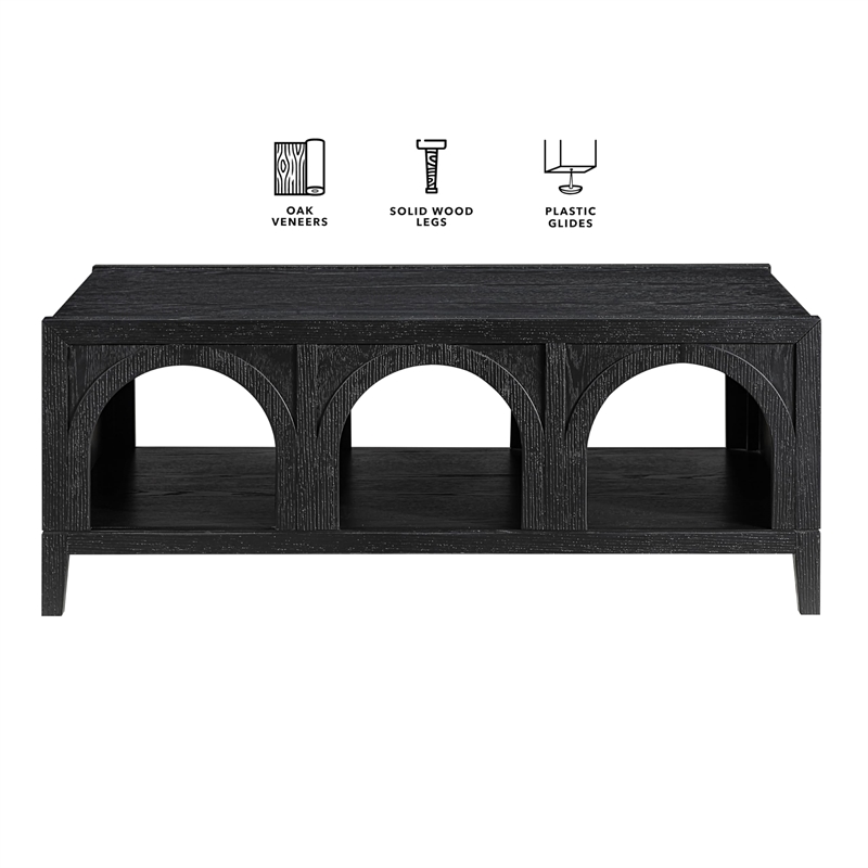 Pemberly Row Wood Modern / Contemporary Coffee Table in Black