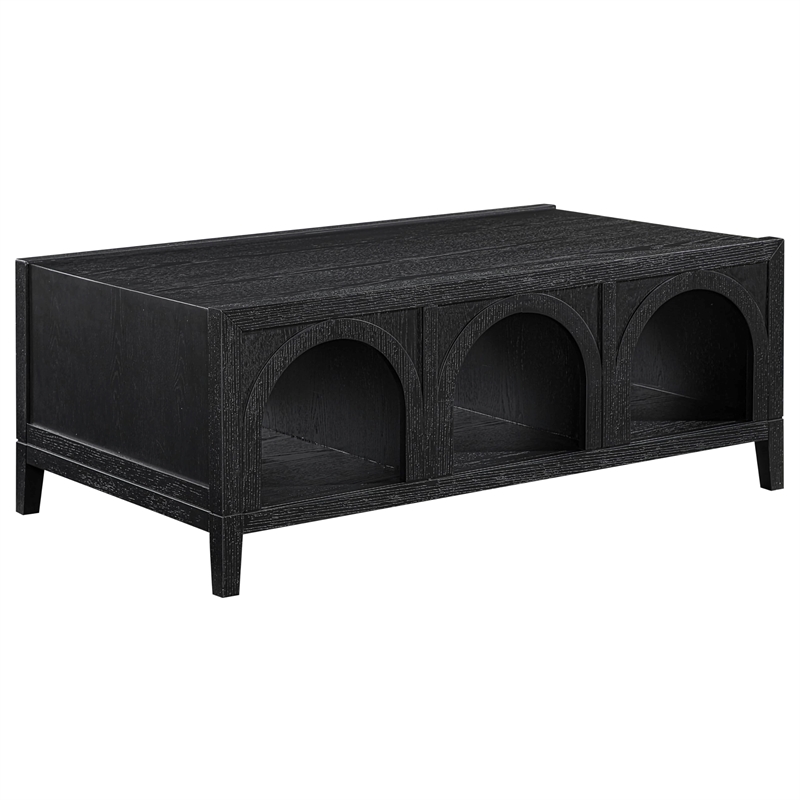 Pemberly Row Wood Modern / Contemporary Coffee Table in Black
