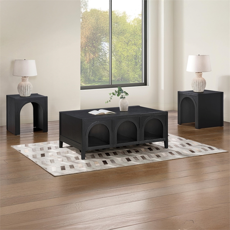 Pemberly Row Wood Modern / Contemporary Coffee Table in Black