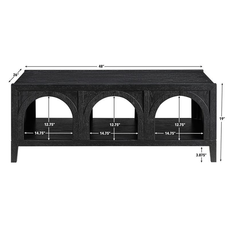 Pemberly Row Wood Modern / Contemporary Coffee Table in Black