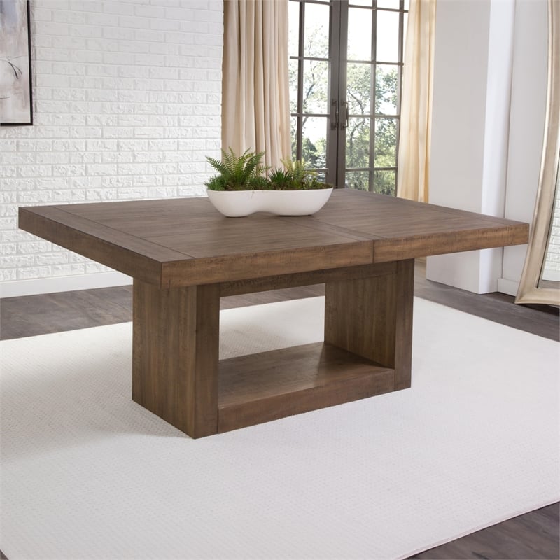 Pemberly Row Contemporary Dining Table and 6 Chairs in Brown