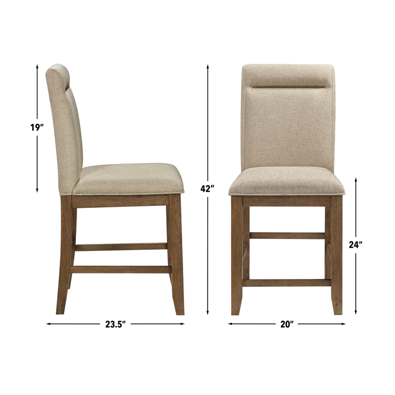 Pemberly Row Polyester Fabric Contemporary Counter Chair in Brown