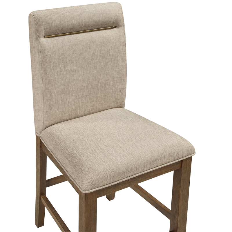 Pemberly Row Polyester Fabric Contemporary Counter Chair in Brown