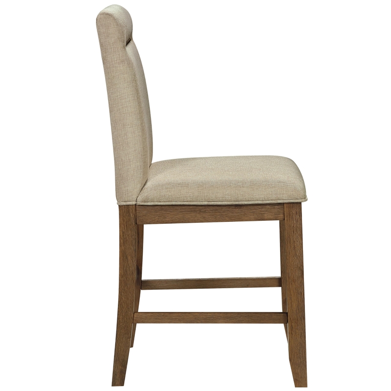 Pemberly Row Polyester Fabric Contemporary Counter Chair in Brown
