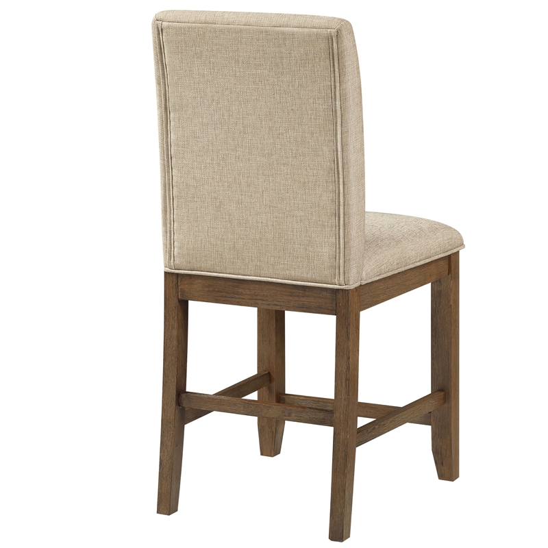 Pemberly Row Polyester Fabric Contemporary Counter Chair in Brown