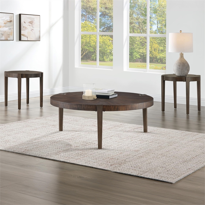 Pemberly Row Engineered Wood Contemporary End Table in Brown