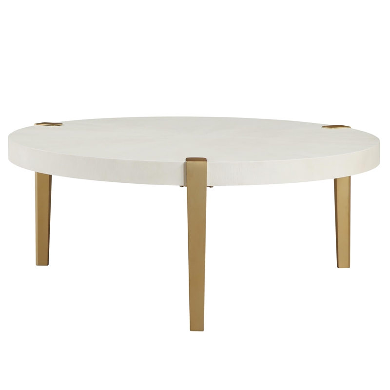 Pemberly Row Engineered Wood Contemporary Coffee Table in White