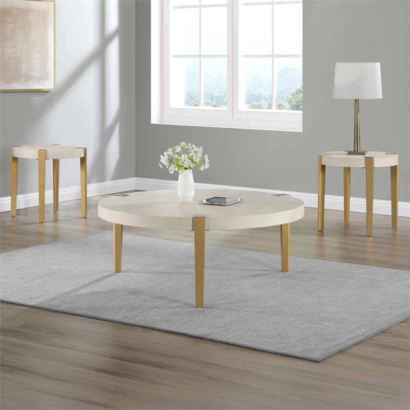 Pemberly Row Engineered Wood Contemporary Coffee Table in White