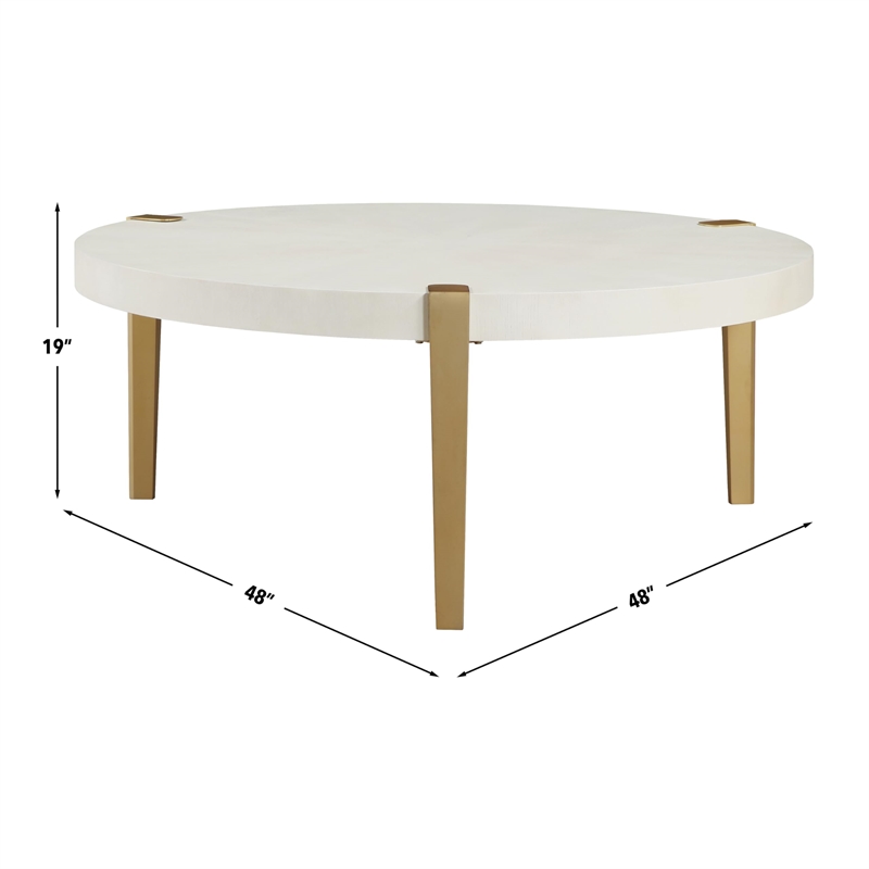 Pemberly Row Engineered Wood Contemporary Coffee Table in White