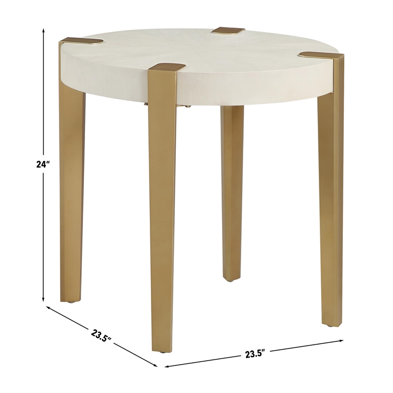 Pemberly Row Engineered Wood Contemporary End Table in White