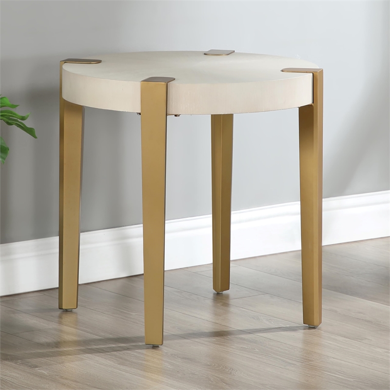 Pemberly Row Engineered Wood Contemporary End Table in White