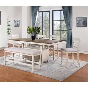 Pemberly Row Modern / Contemporary Dining 6-piece Set in Brown