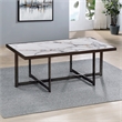 Pemberly Row Contemporary Sintered Stone Cocktail Table in White